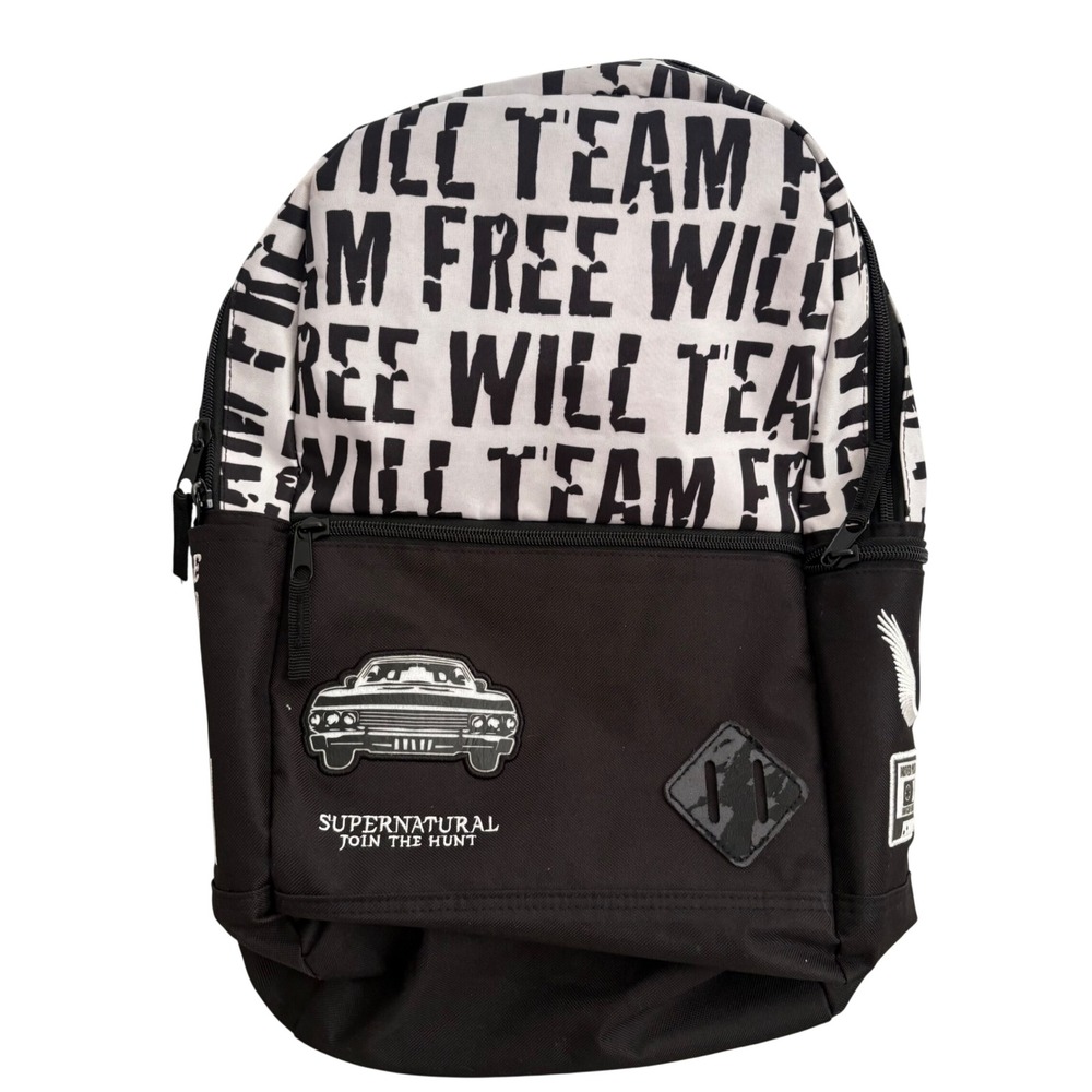 Supernatural Join The Hunt Team Free Will Laptop Backpack Black White Impala